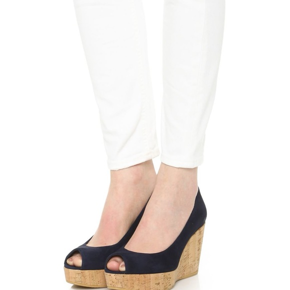 Stuart Weitzman Anna Peep Toe Wedges in Royal blue - Picture 2 of 5